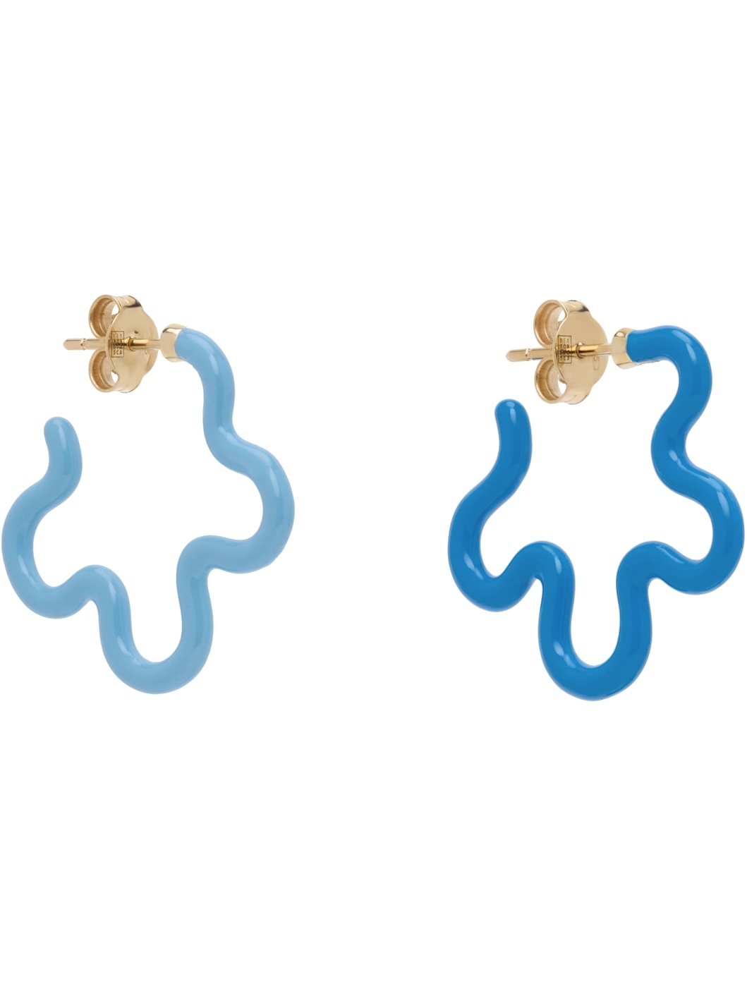 Blue & Gold 2 Tone Flower Earrings - 2