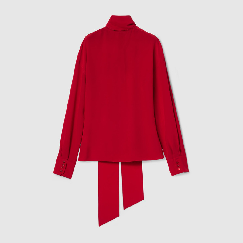 Crêpe de chine shirt with neck bow 1