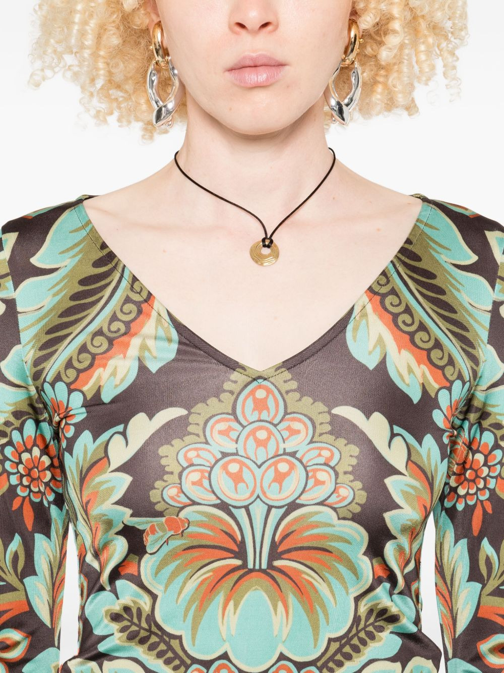 floral-print bell-sleeve T-shirt - 5
