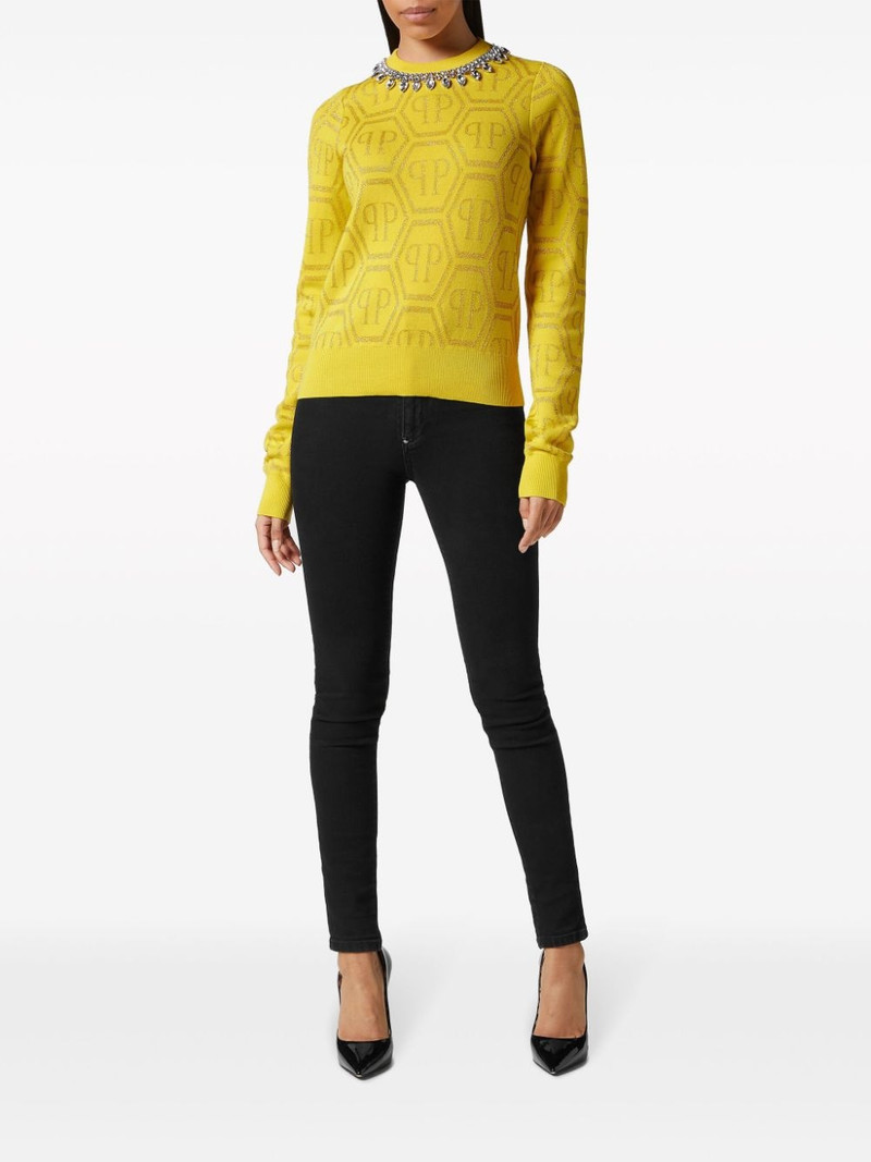 PHILIPP PLEIN monogram crystal-embellished jumper outlook