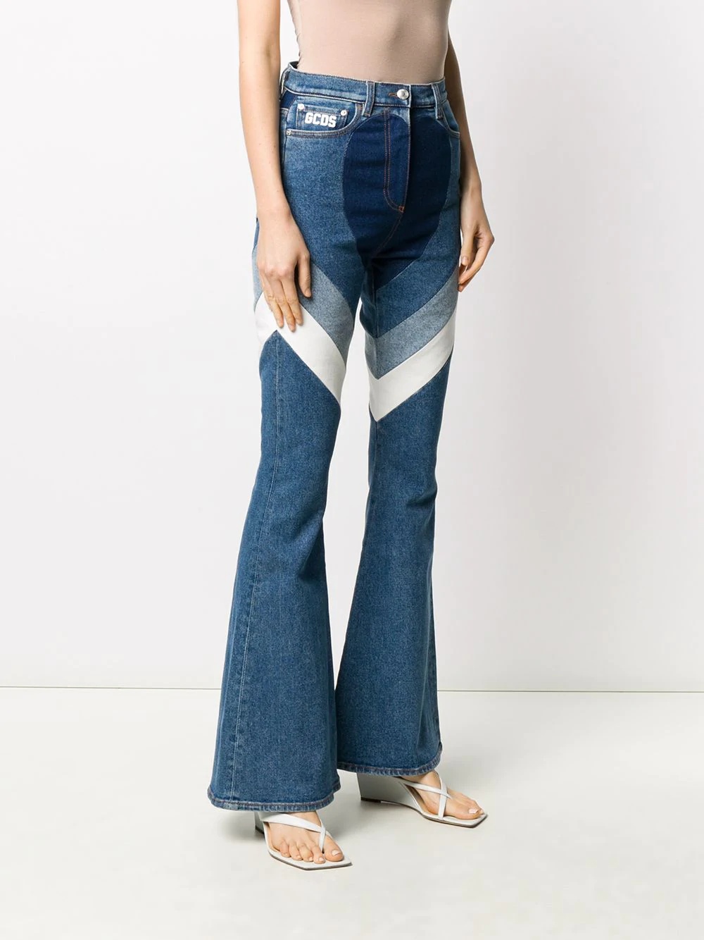 stripe flared jeans - 3