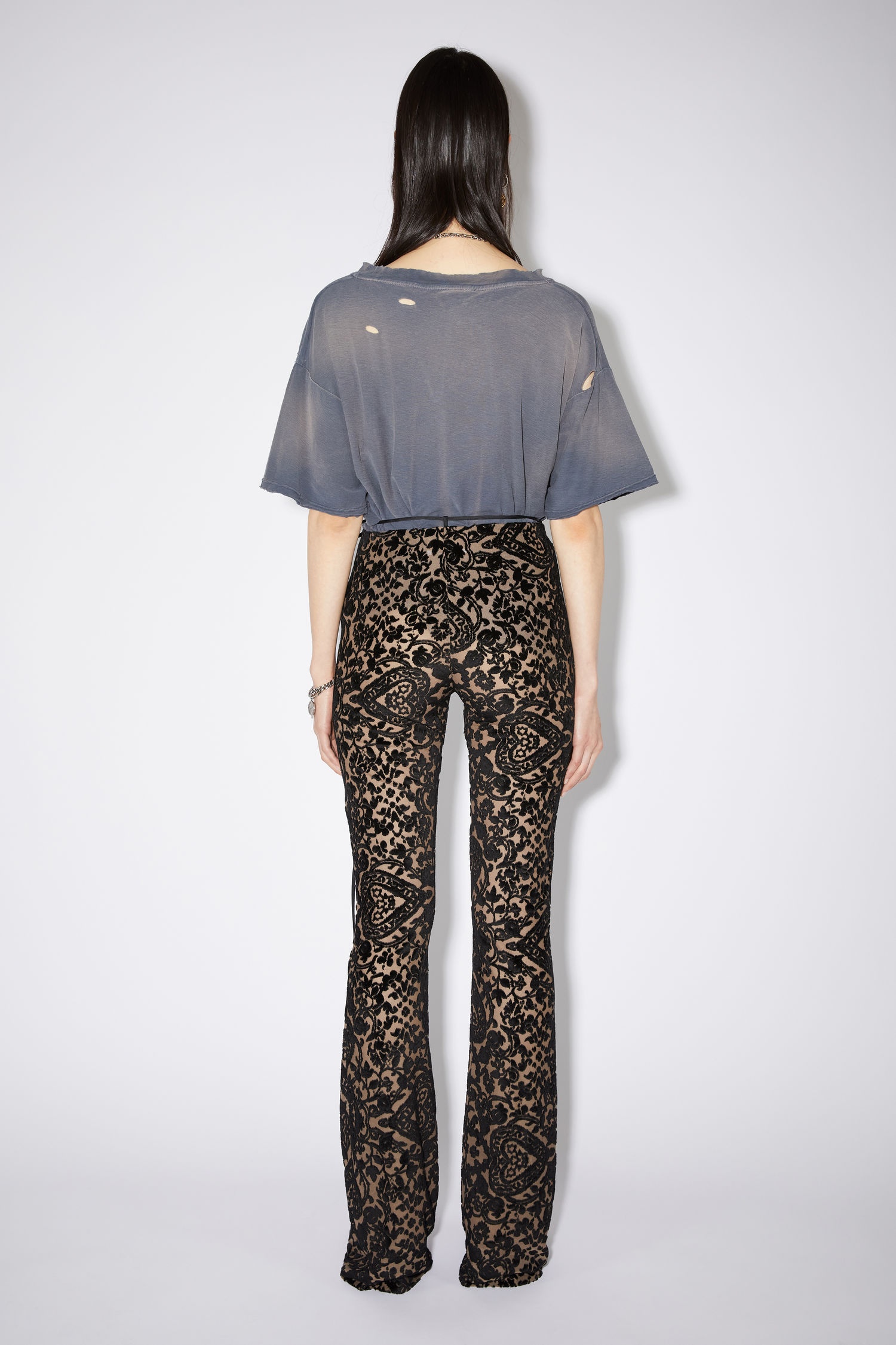 Jacquard trousers - Black/mink brown - 3