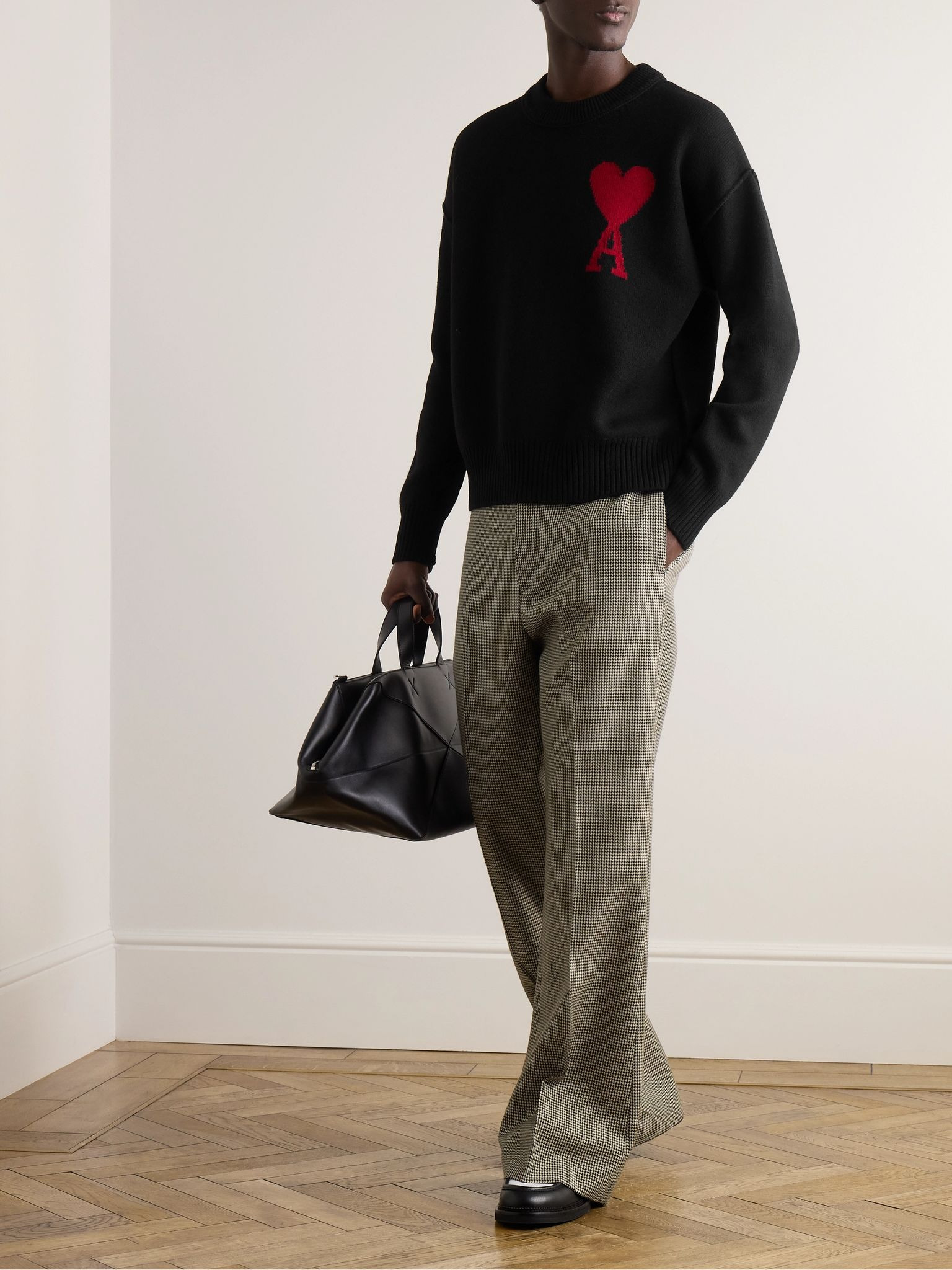 Logo-Intarsia Virgin Wool Sweater Black - 2