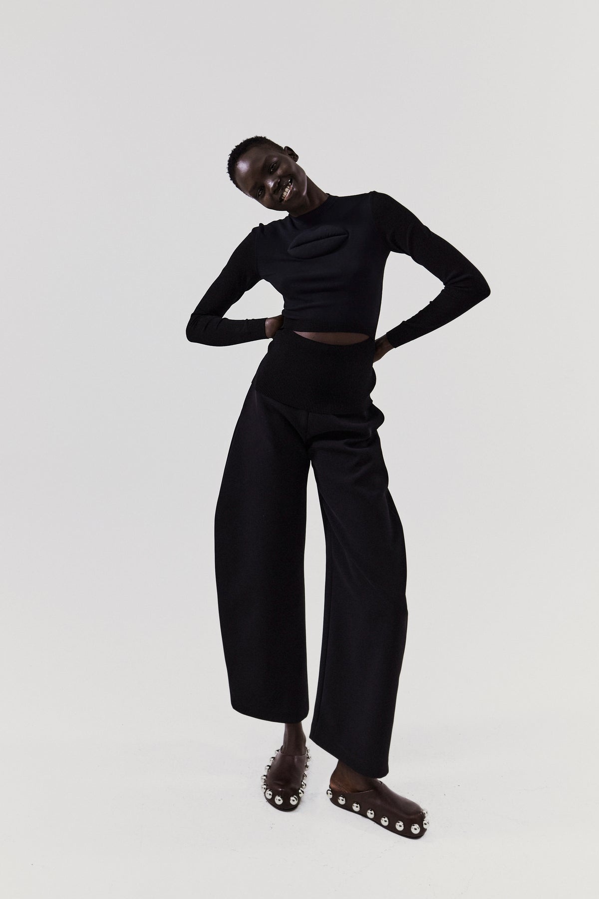 ROUNDED TAILORED TROUSERS BLACK - 9