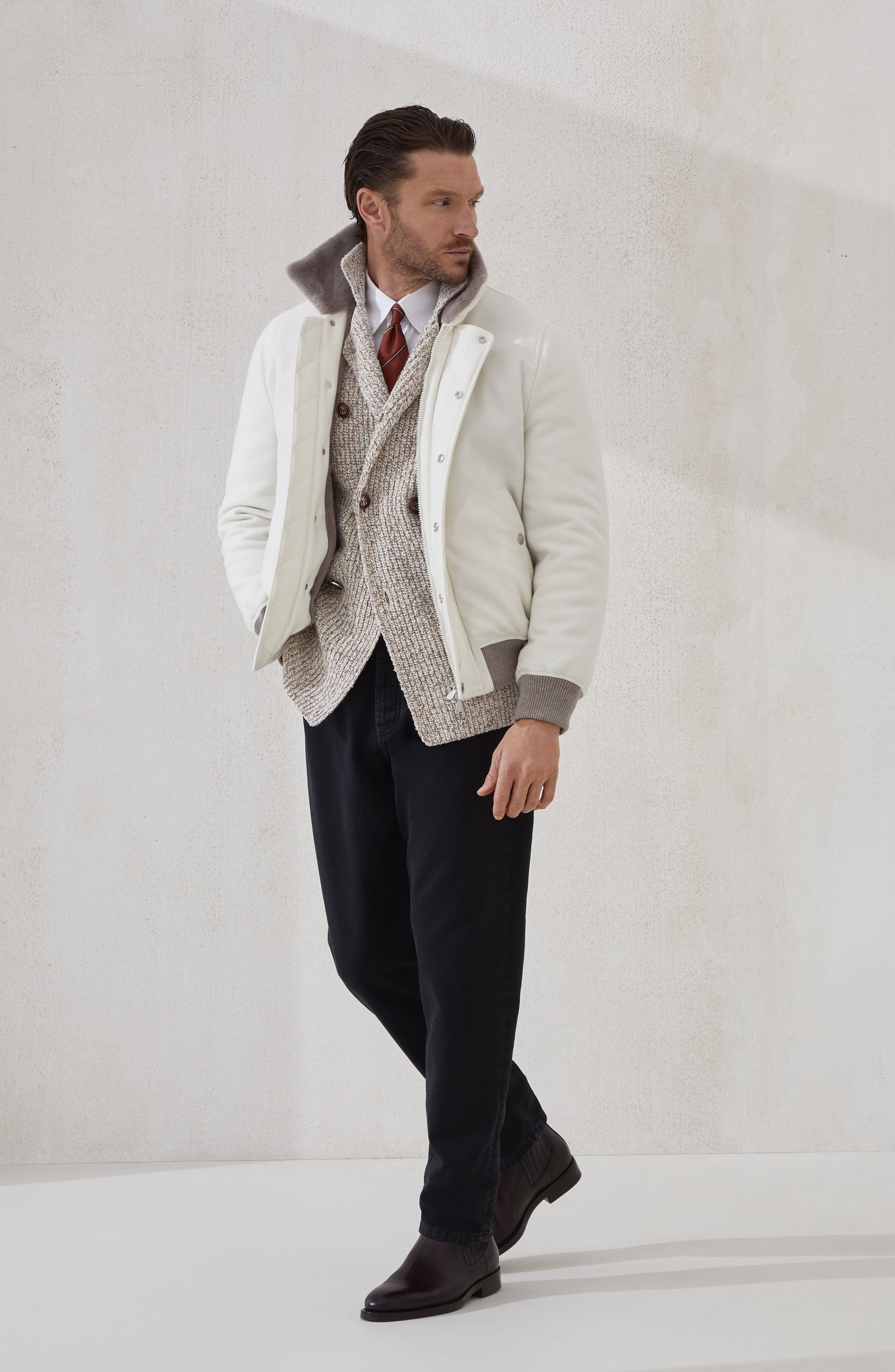 Brunello Cucinelli Cardigan with metal buttons in Ecru at Nordstrom - 6
