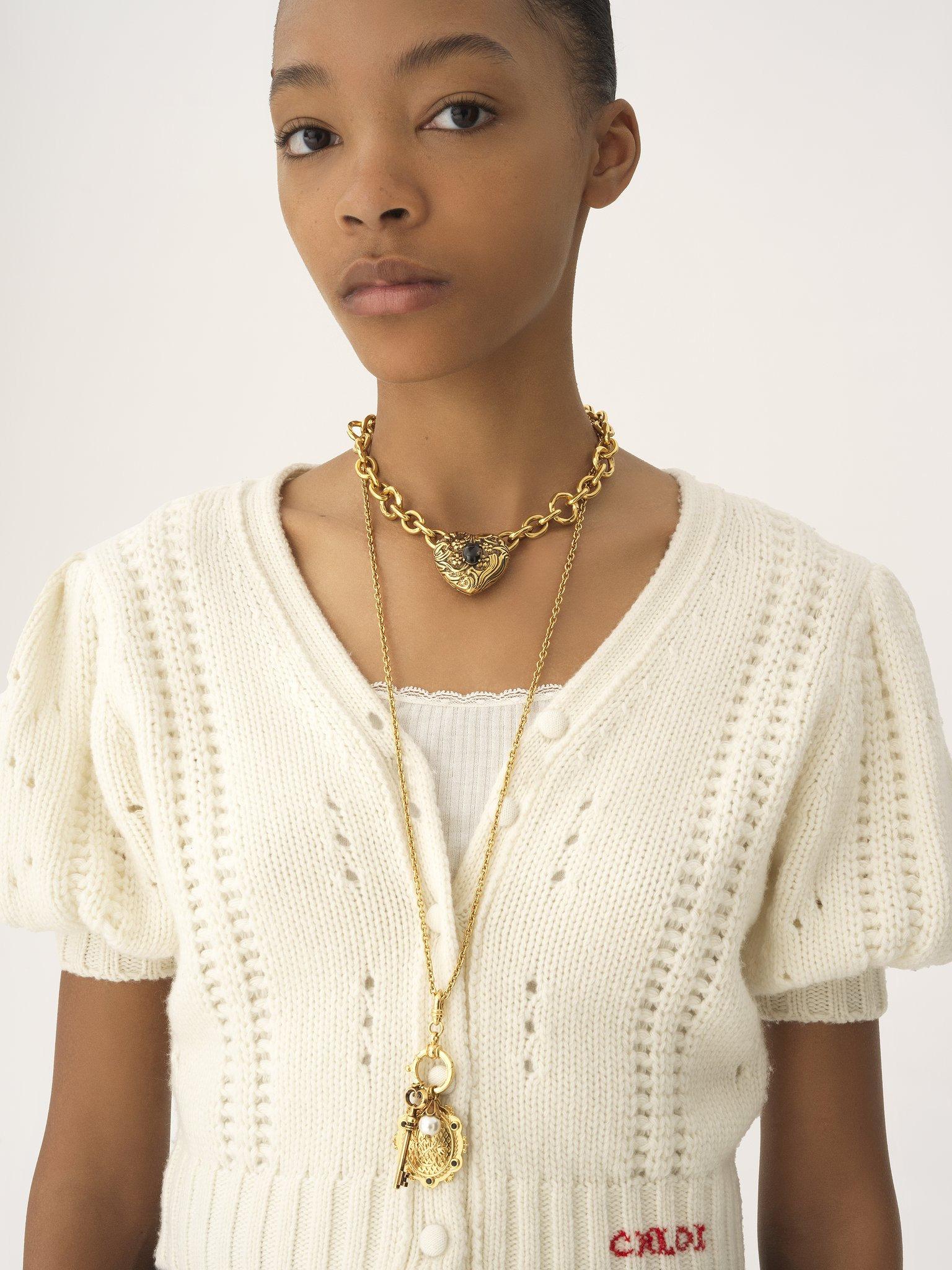 PUFF-SLEEVE CARDIGAN IN A WOOL & CASHMERE KNIT - 7