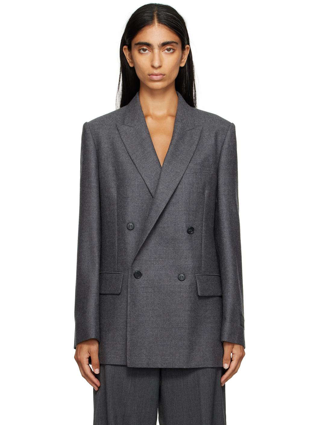 Gray Wool Blazer - 1