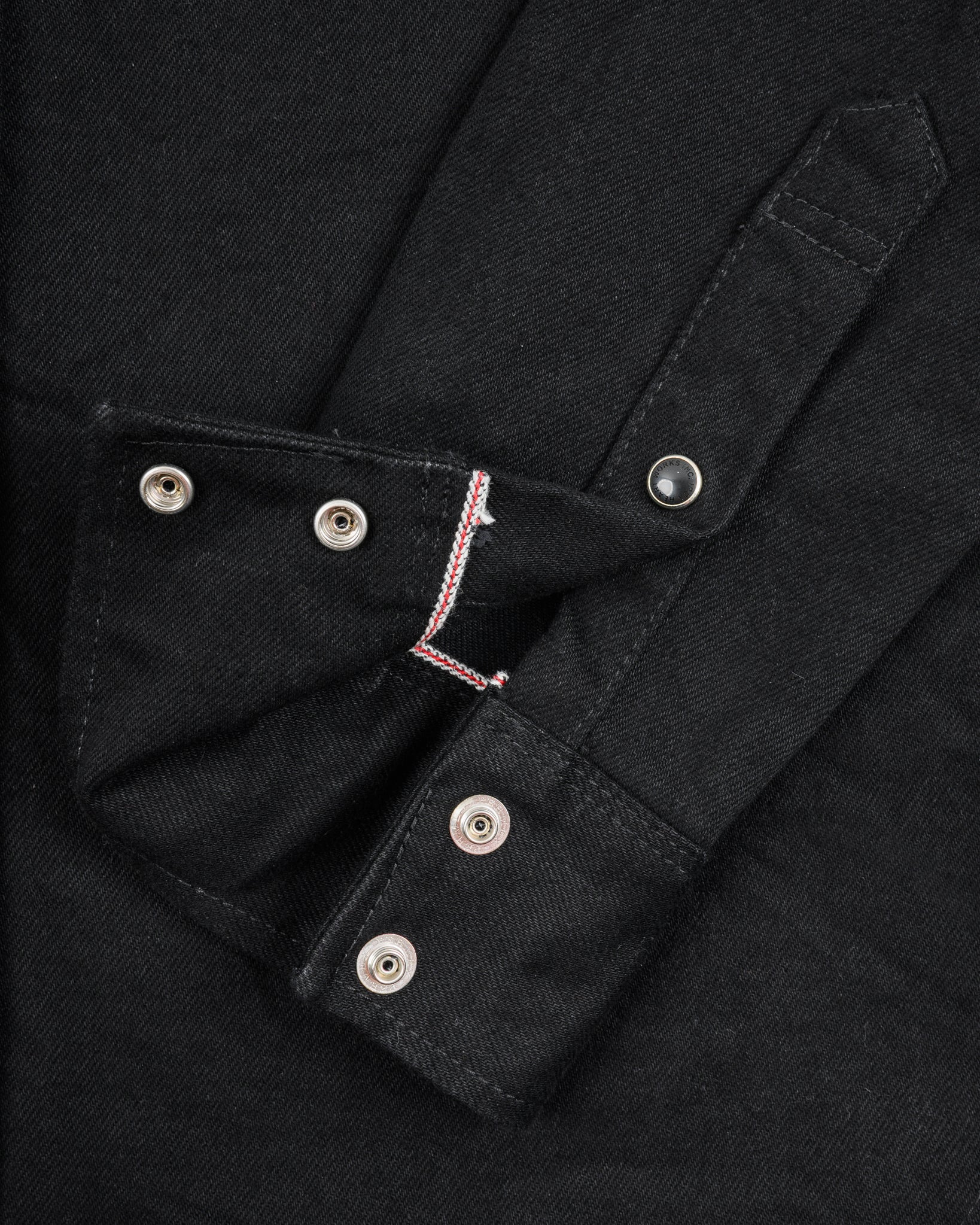 IHSH-295-BB 14oz Selvedge Denim Western Shirt - Black/Black - 10