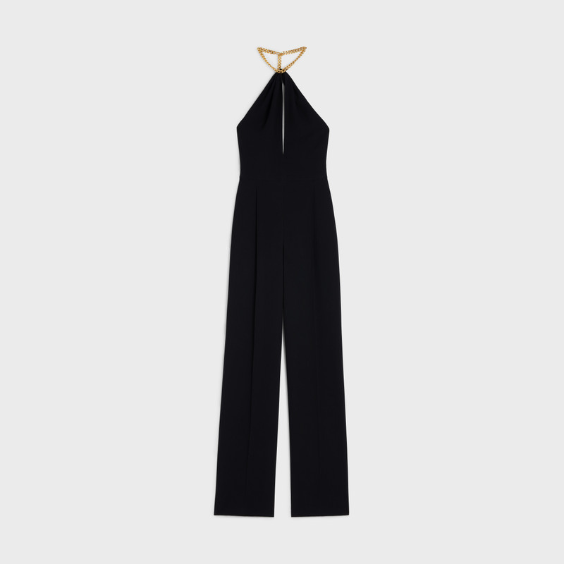 crepe satin jumpsuit with chain collar 1