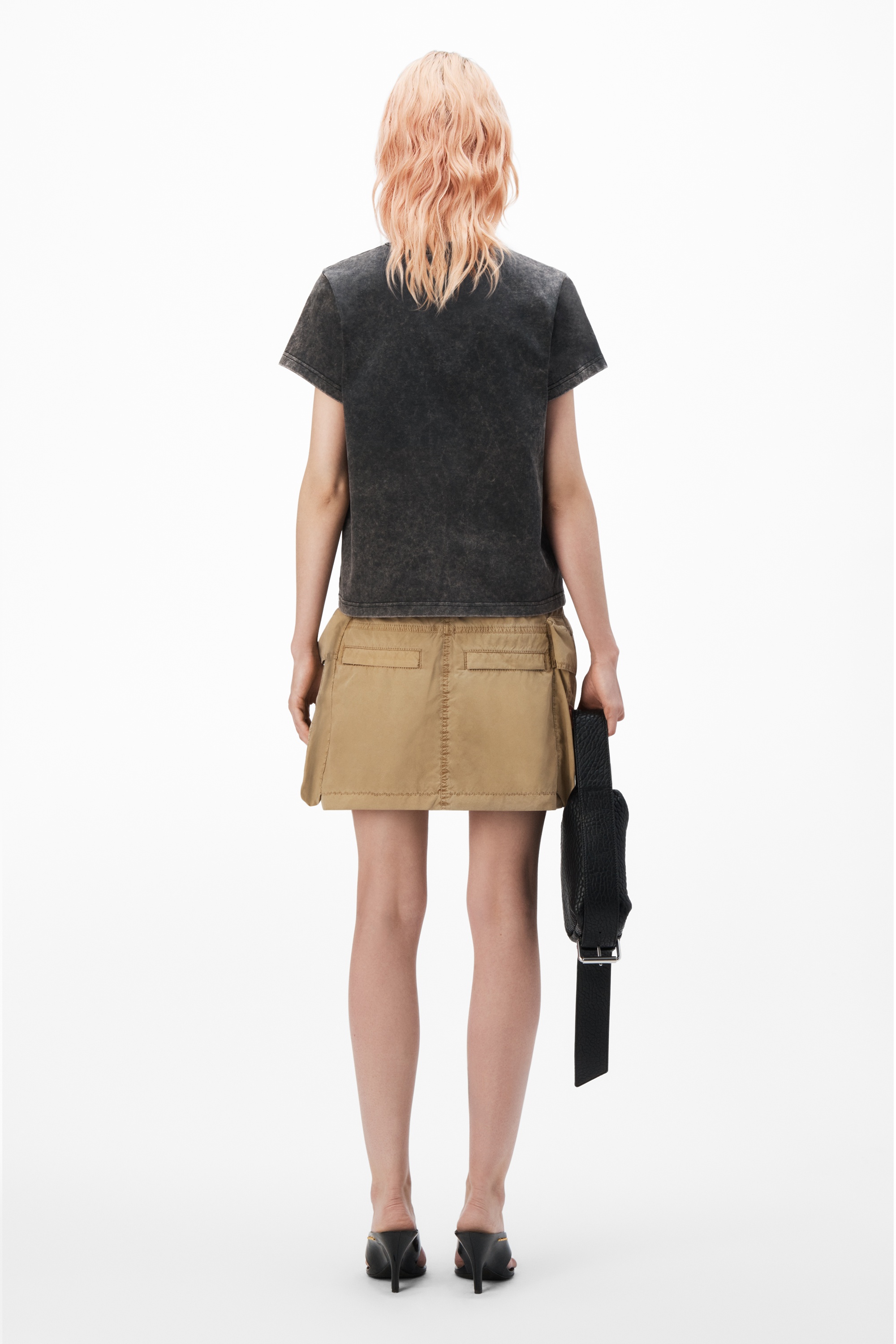 LOGO EMBOSSED ACID WASH SHRUNKEN TEE - 4