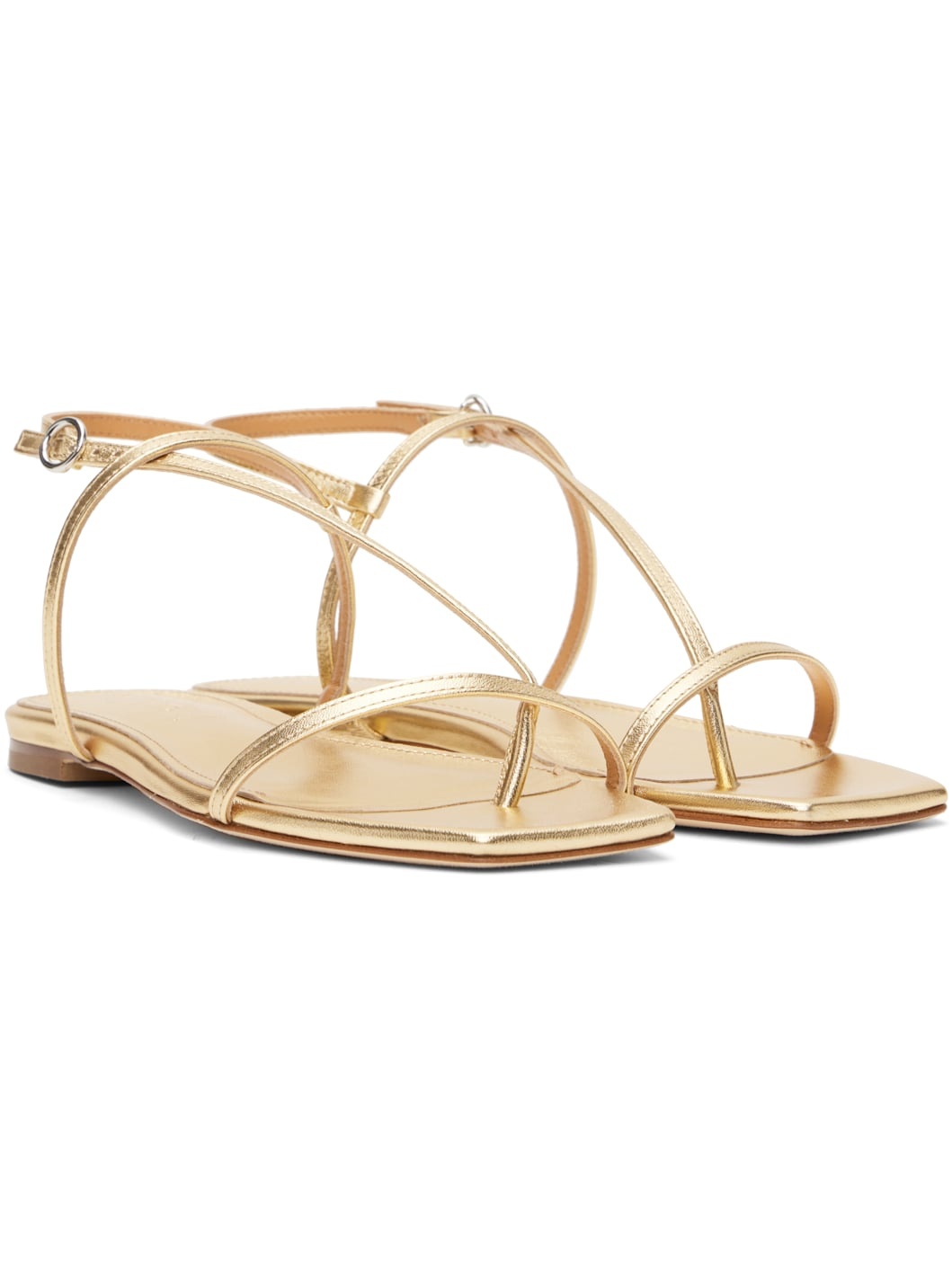 Gold Ella Leather Toe-Post Sandals - 4