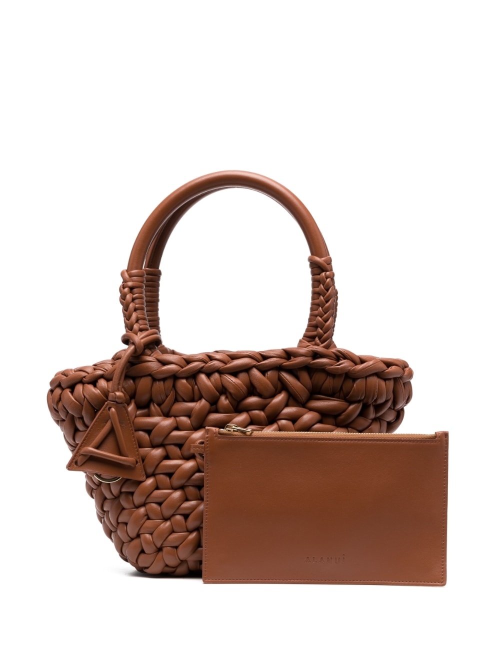 interwoven-design small leather tote bag - 1