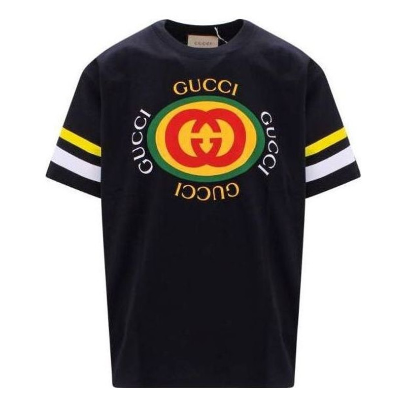 Gucci GG Logo Print Cotton T-Shirts 'Black' 616036-XJFFU-1152 - 1