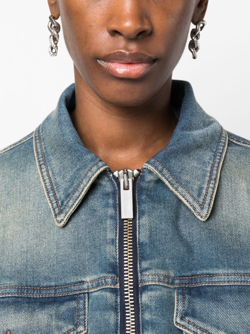 detachable collar jeans jacket - 5
