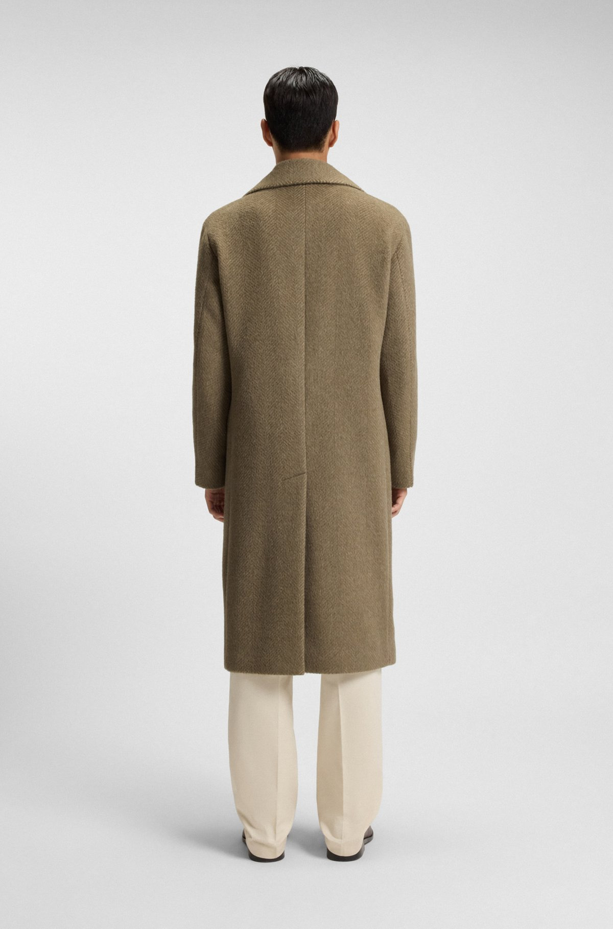 DOUBLE-BREASTED COAT IN A HERRINGBONE ALPACA BLEND - 5