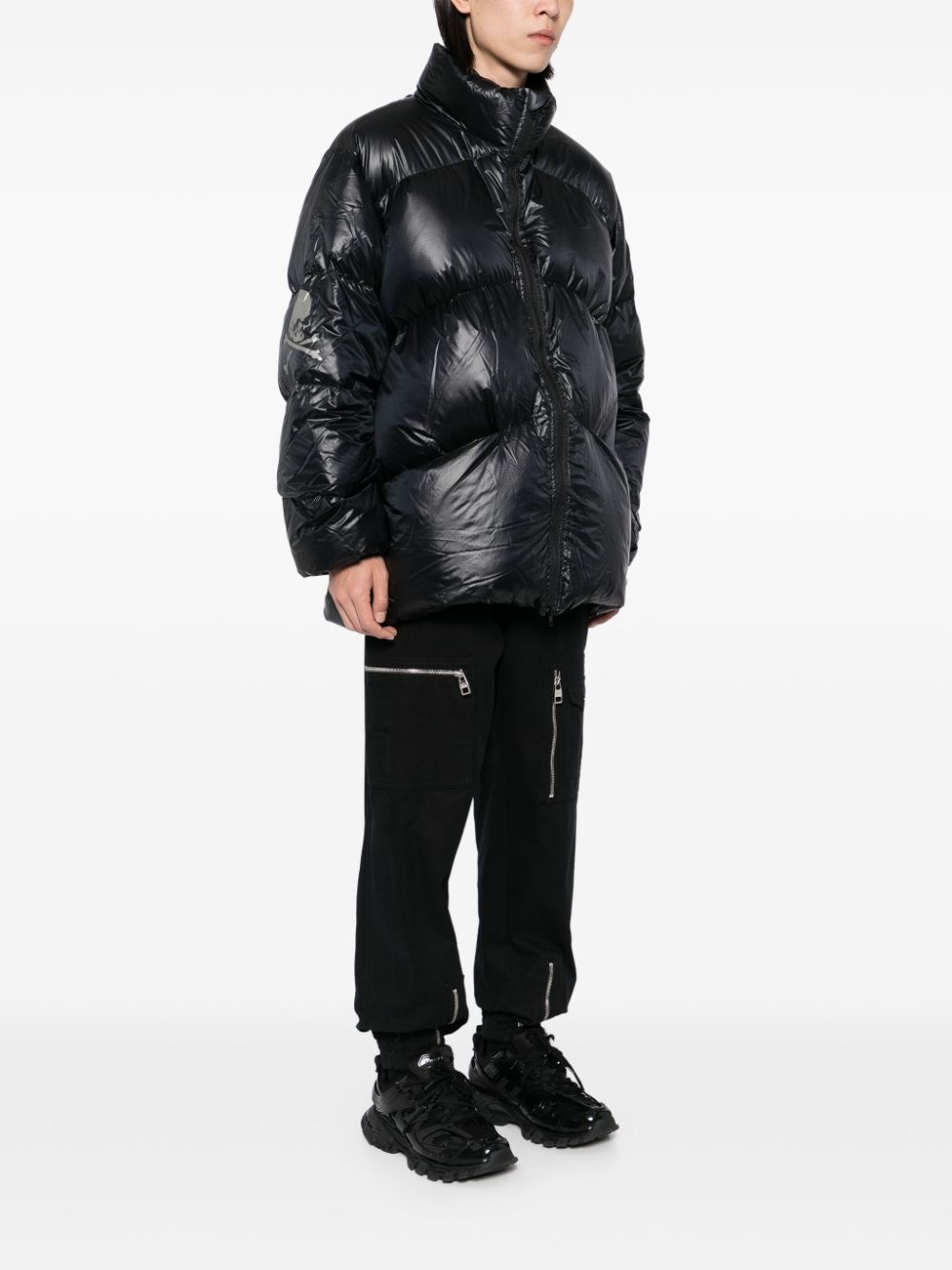 logo-print down jacket - 3