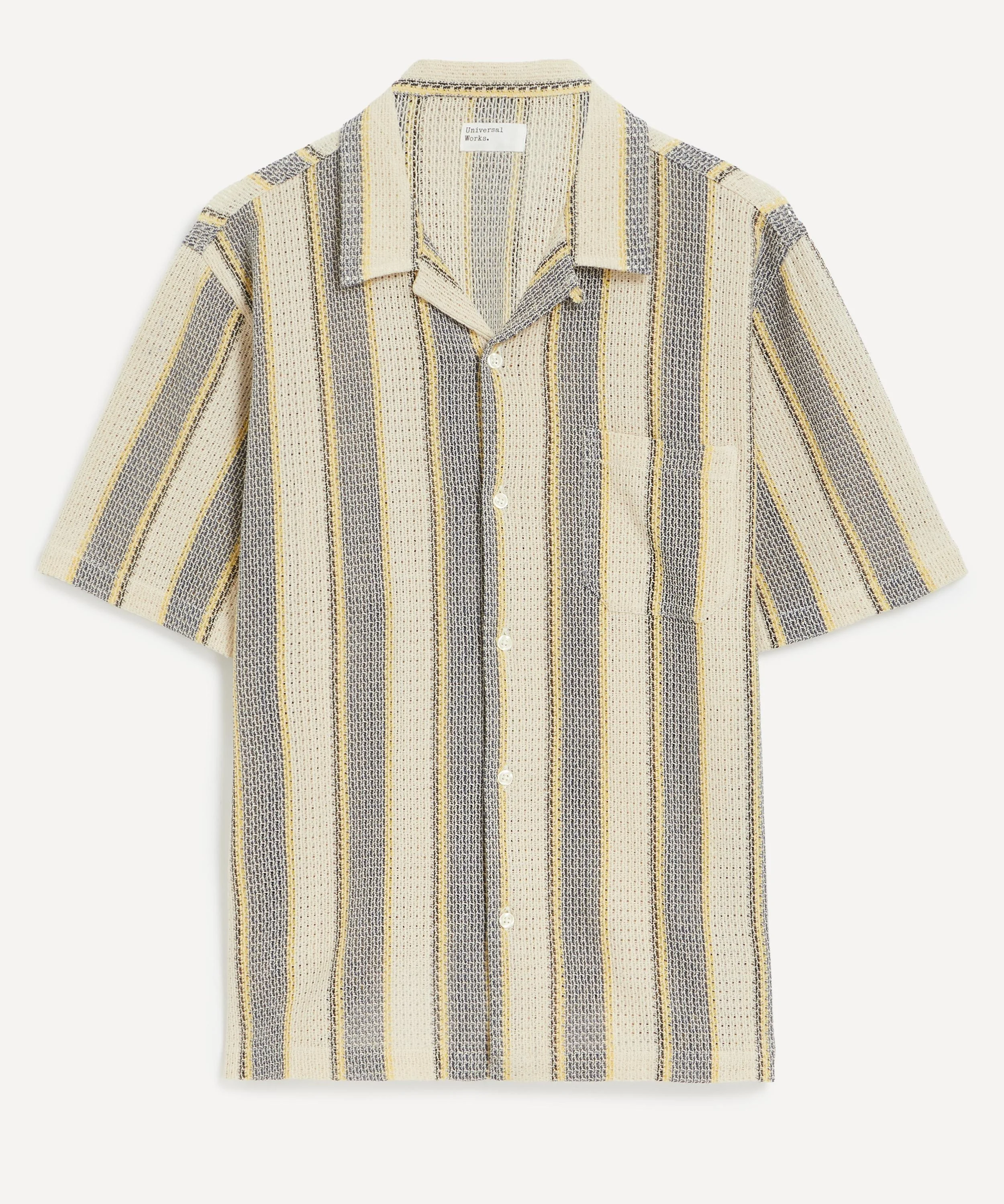Grey-Yellow Cotton Lattice Road Shirt - 1