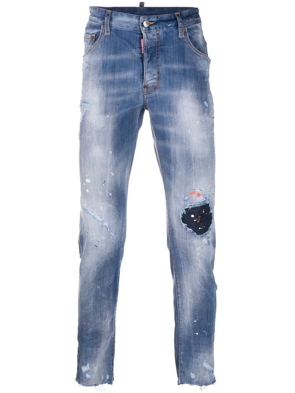 splash print distressed jeans - 1