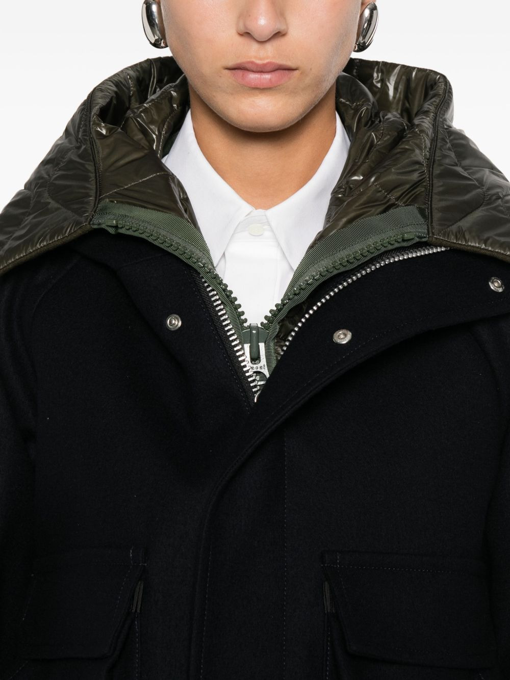 hooded quilted-panel jacket - 5