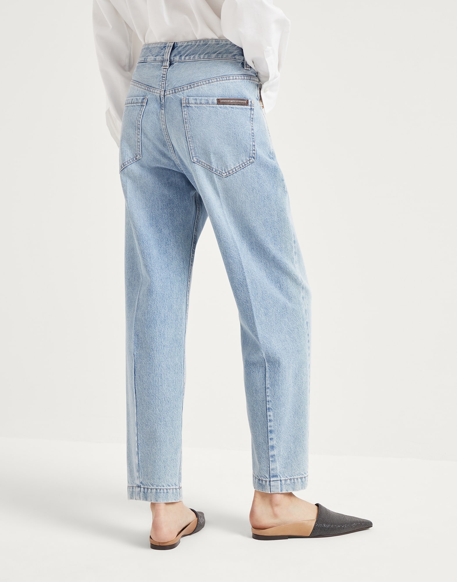 Authentic denim loose trousers with monili - 2