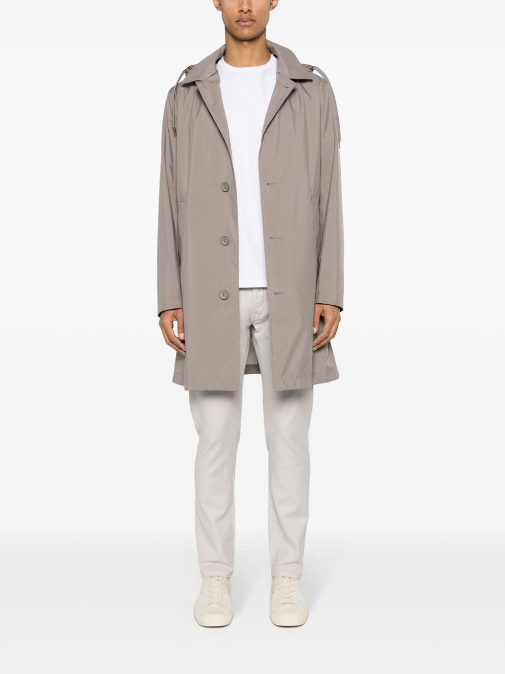single-breasted hooded coat - 2