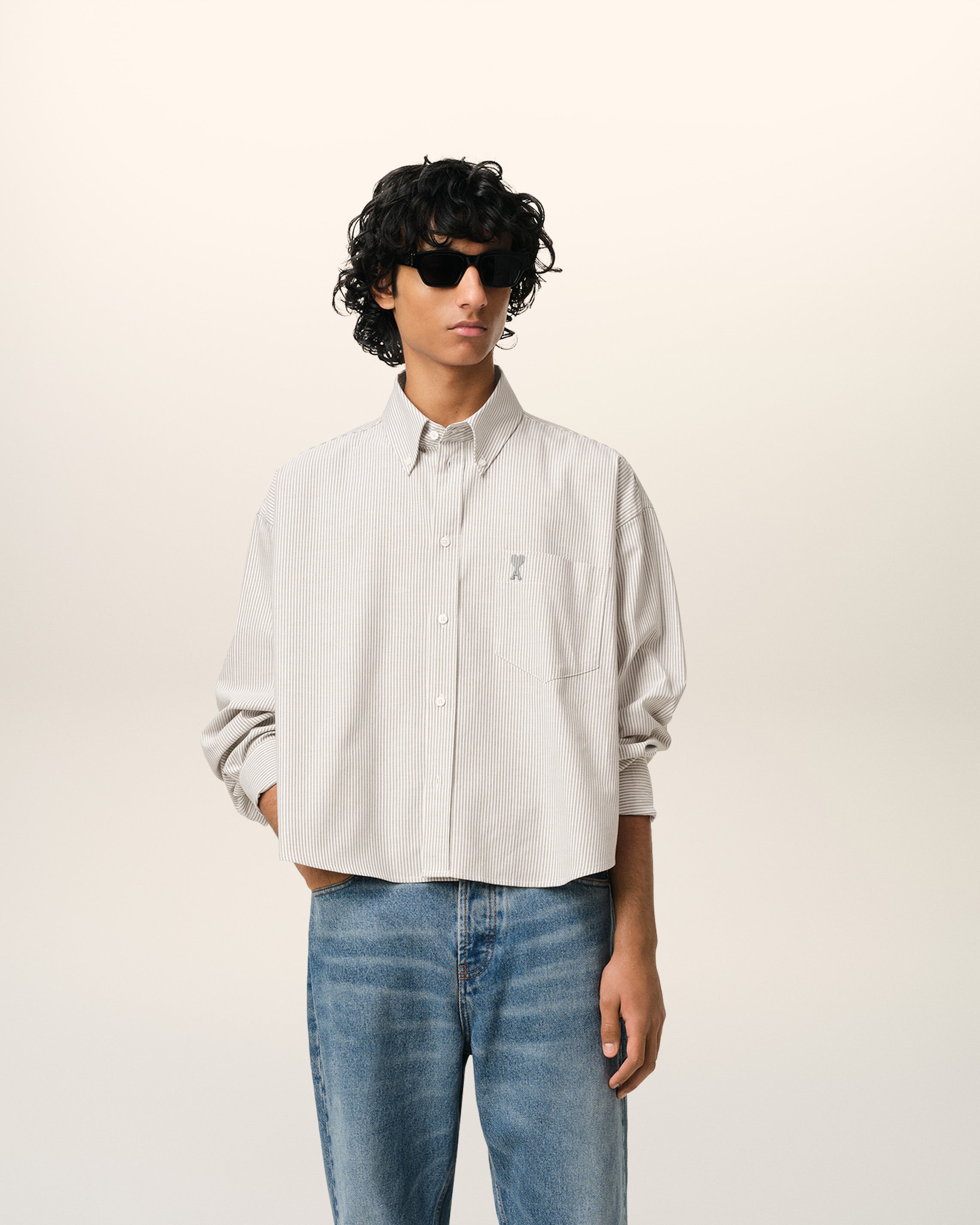GREEN COTTON CROPPED OVERSIZED SHIRT - 2