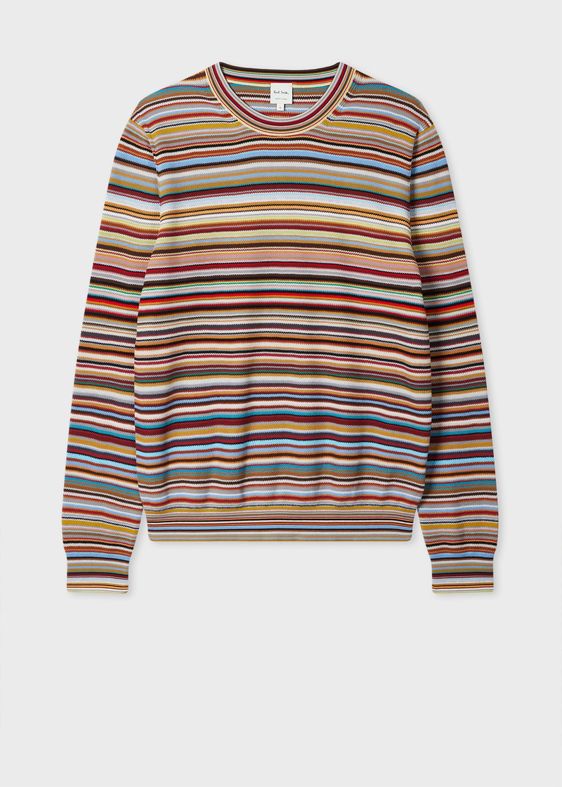Cotton 'Signature Stripe' Crew Neck Knitted Sweater 1