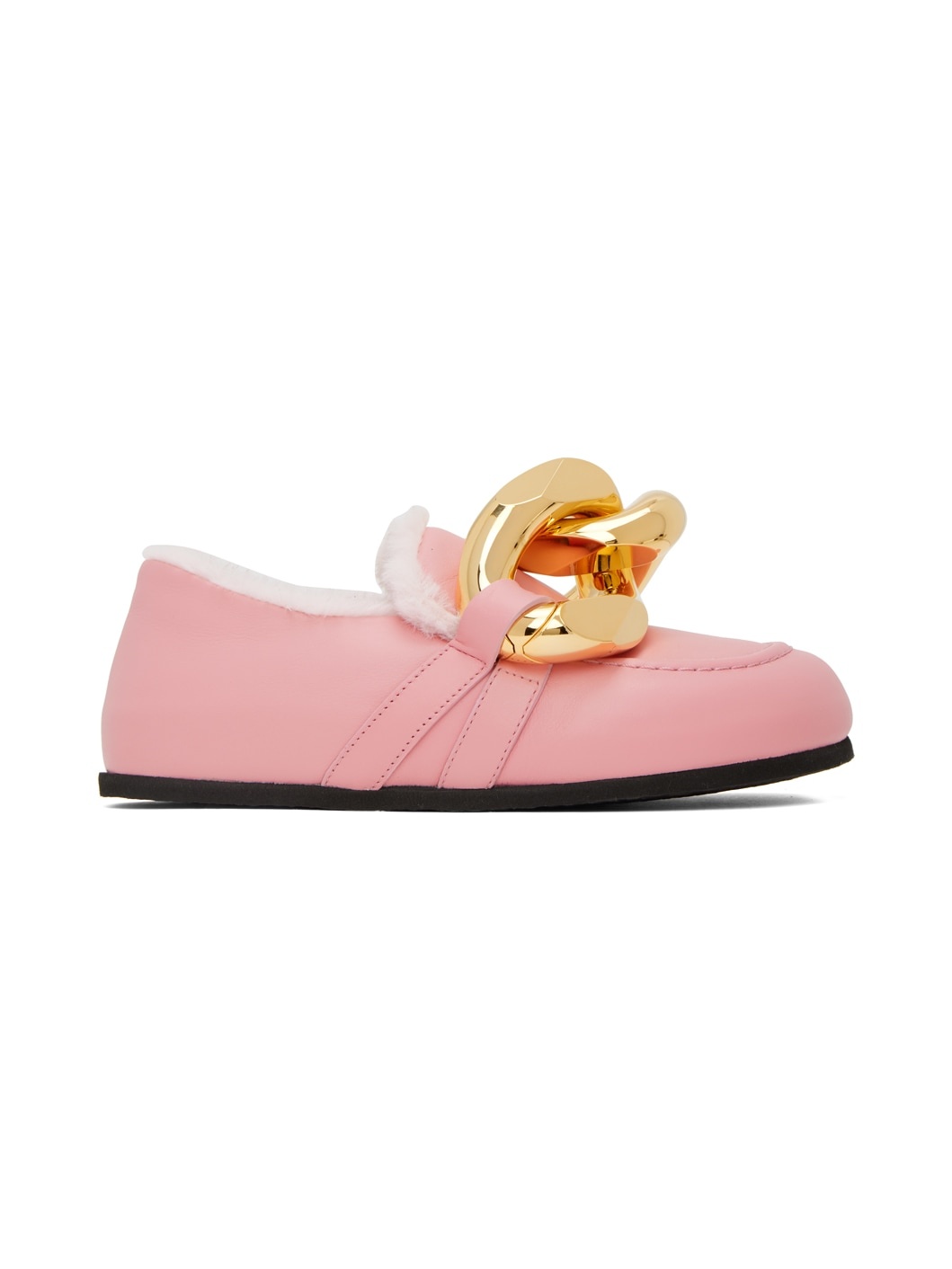 Pink Shearling Chain Loafers - 1