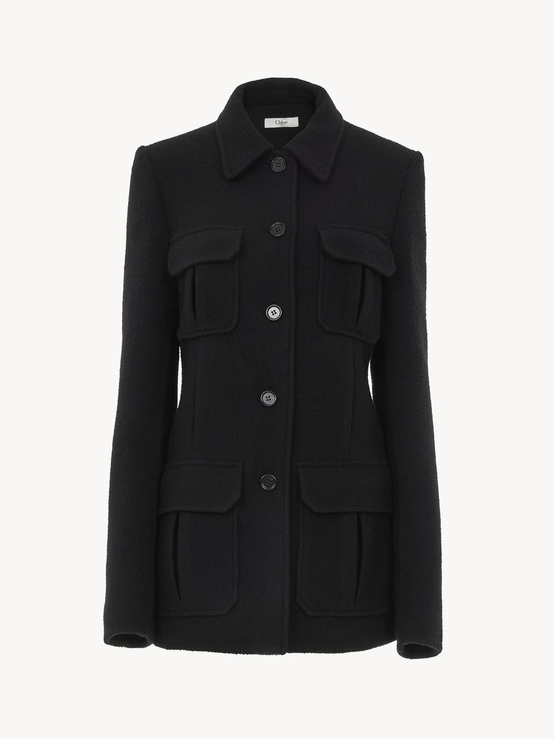 Chloé LONG OFFICER JACKET IN BOUCLÉ WOOL outlook