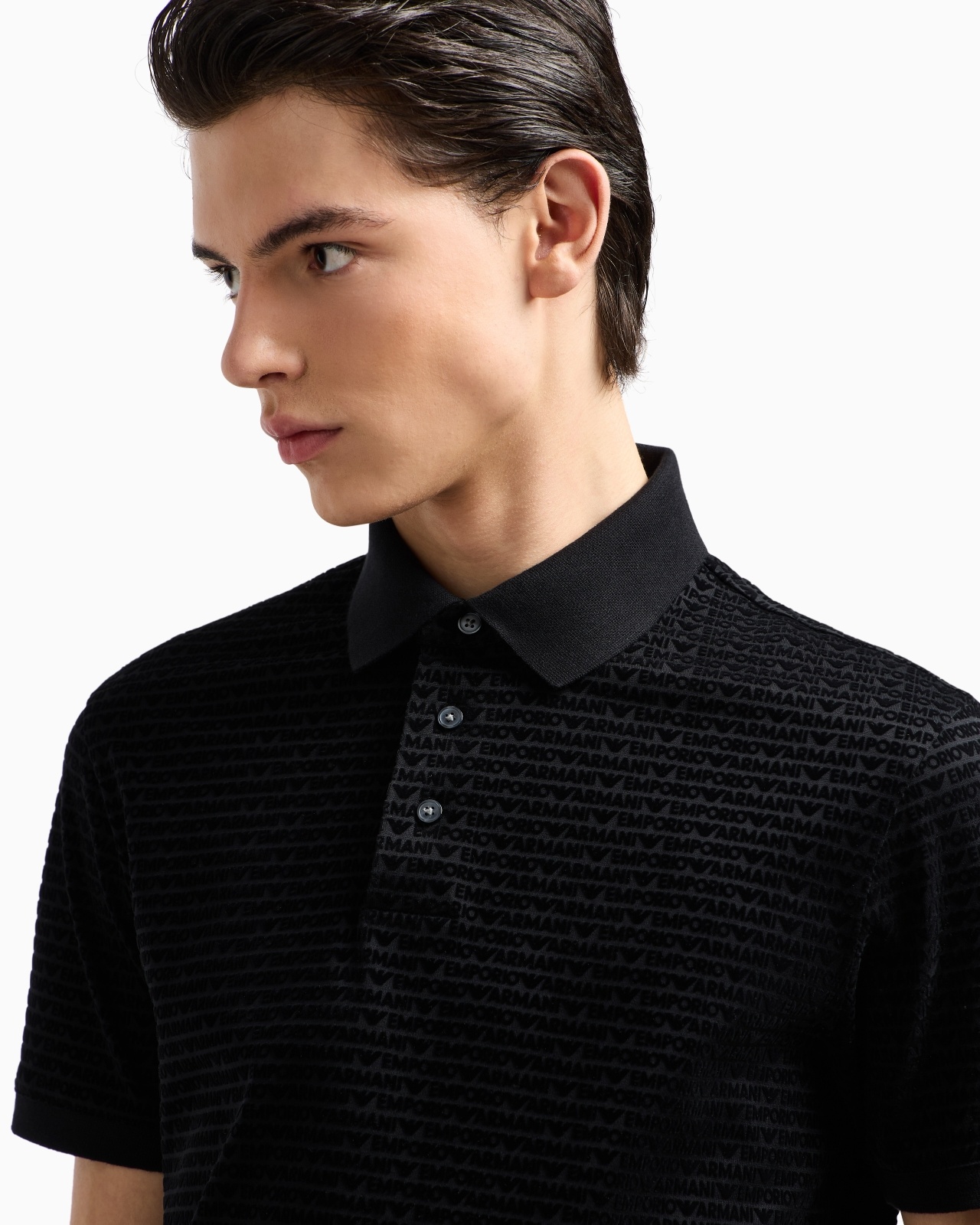 ASV LYOCELL-BLEND JERSEY POLO SHIRT WITH FLOCKED LETTERING ALL OVER - 5