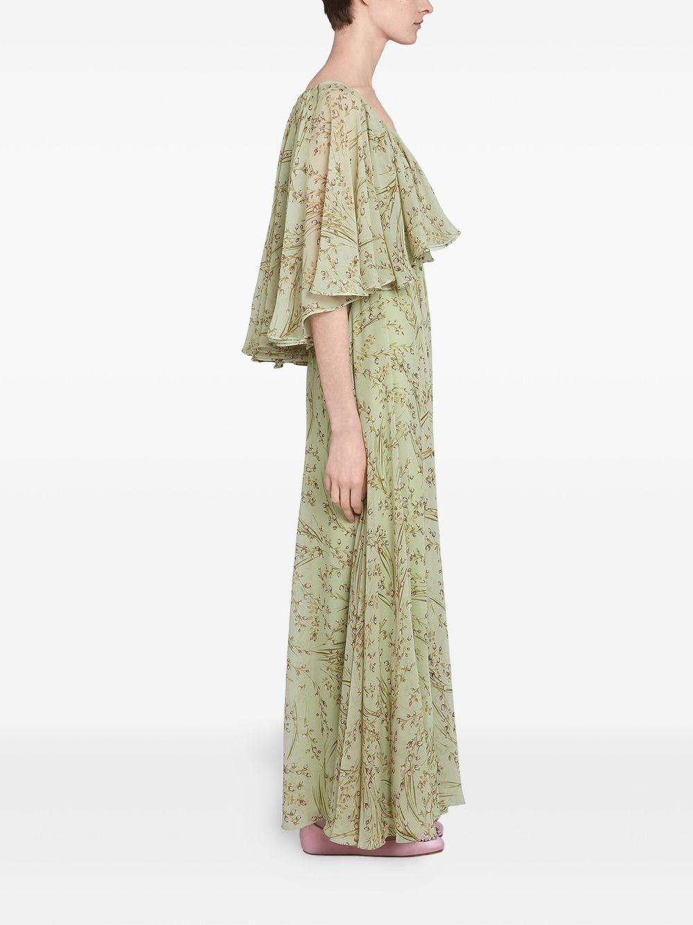 cape-detail floral-print dress - 4