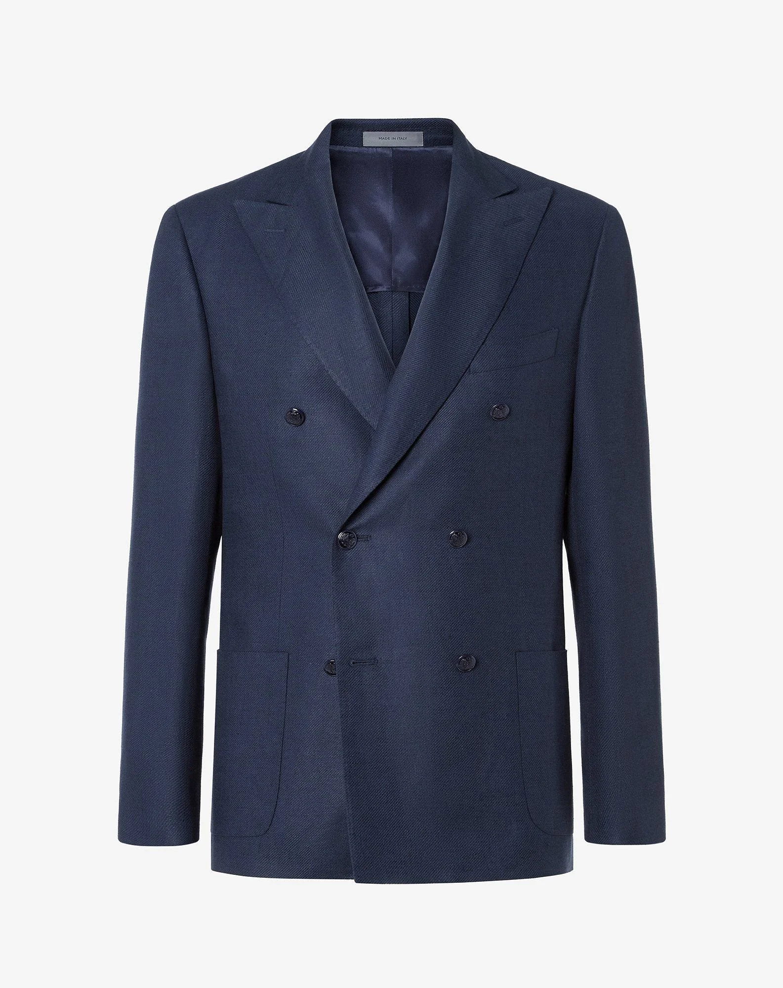 Navy blue linen and lyocell jacket - 1