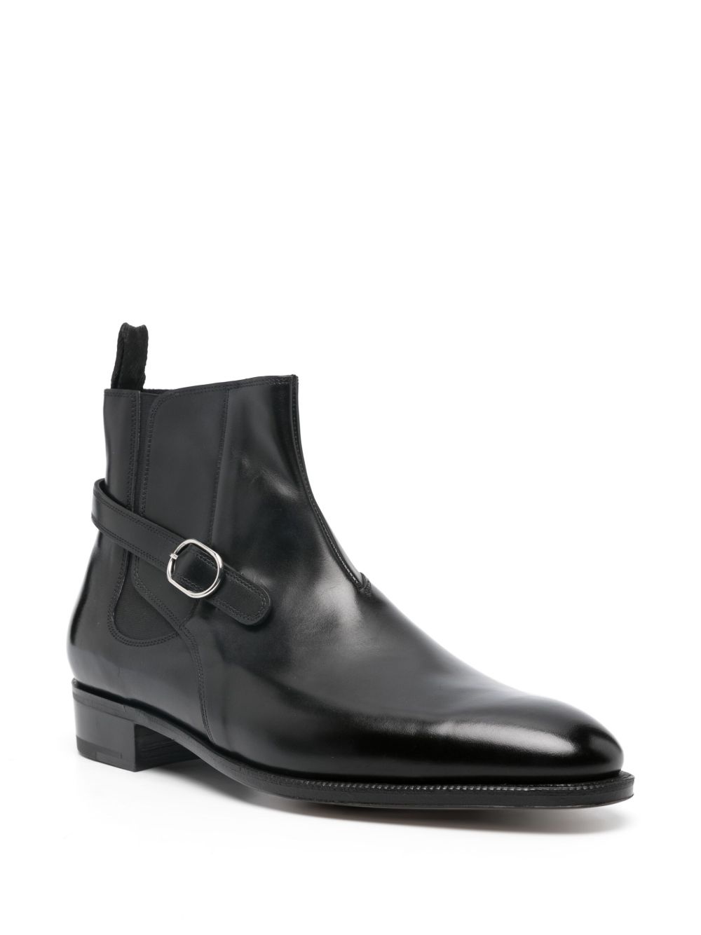 side-buckle polished leather boots - 2