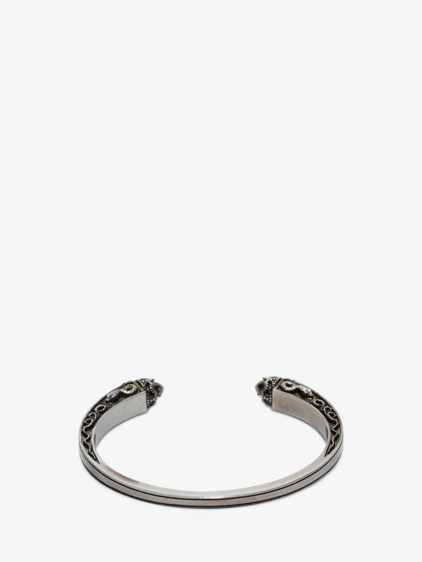 Twin Skull Engraved Bracelet in Hibiscus Pink 2