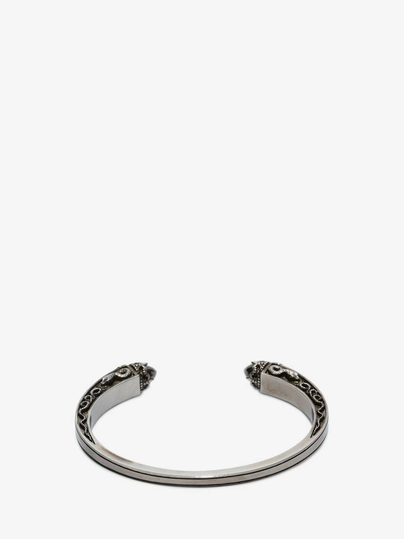 Alexander McQueen Twin Skull Engraved Bracelet in Hibiscus Pink outlook