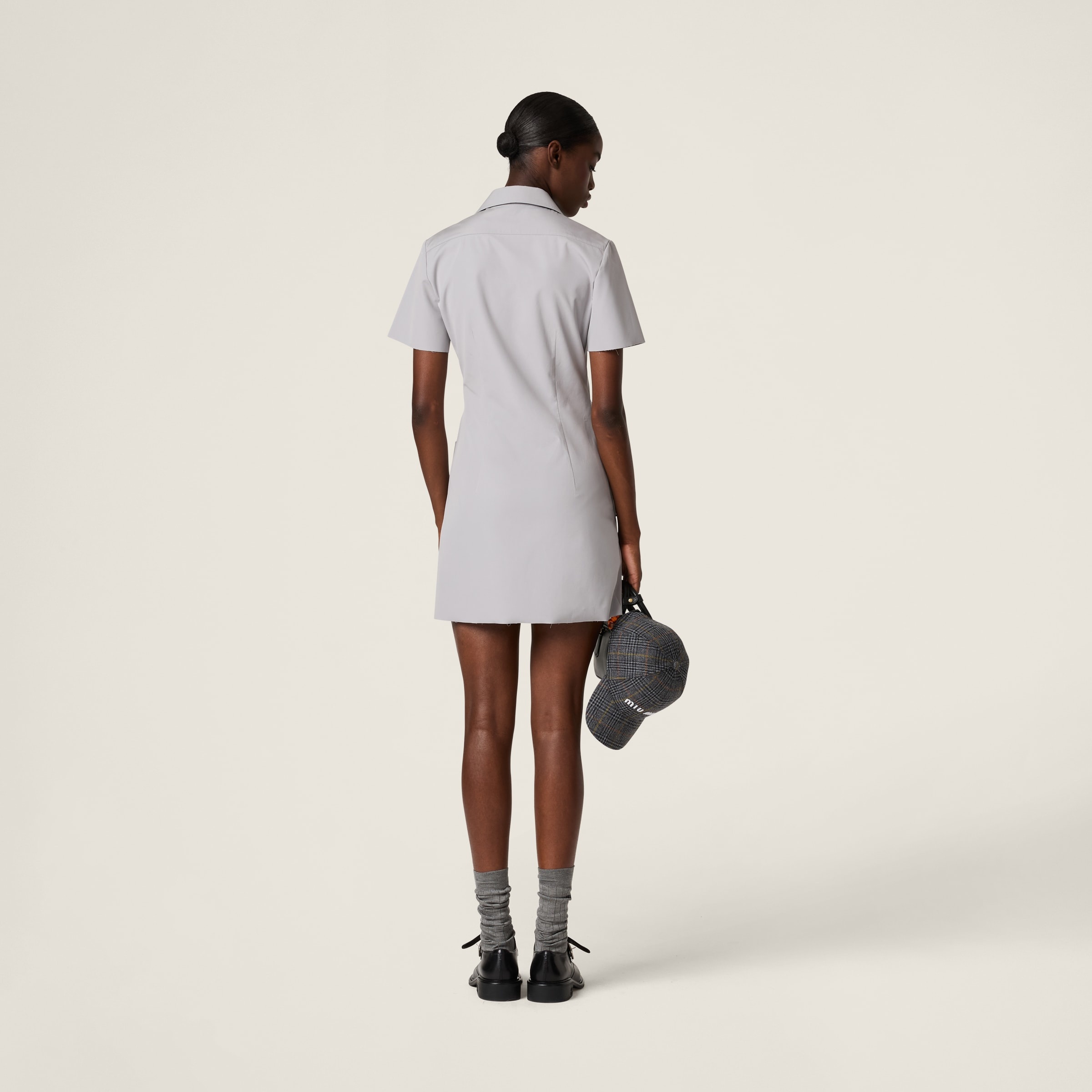 Poplin and jersey mini-dress - 3