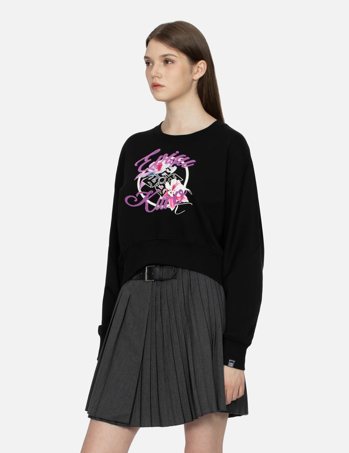 Floral Kamon Print and Logo Jacquard Loose Fit Sweatshirt - 7