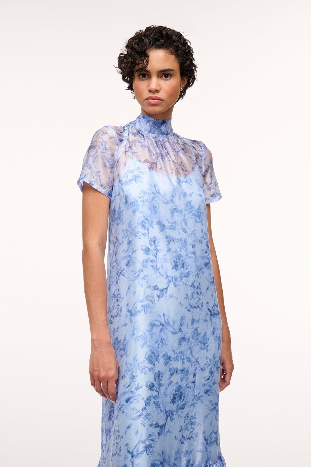 STAUD CALLUNA DRESS PERIWINKLE SKETCHBOOK FLORAL - 4