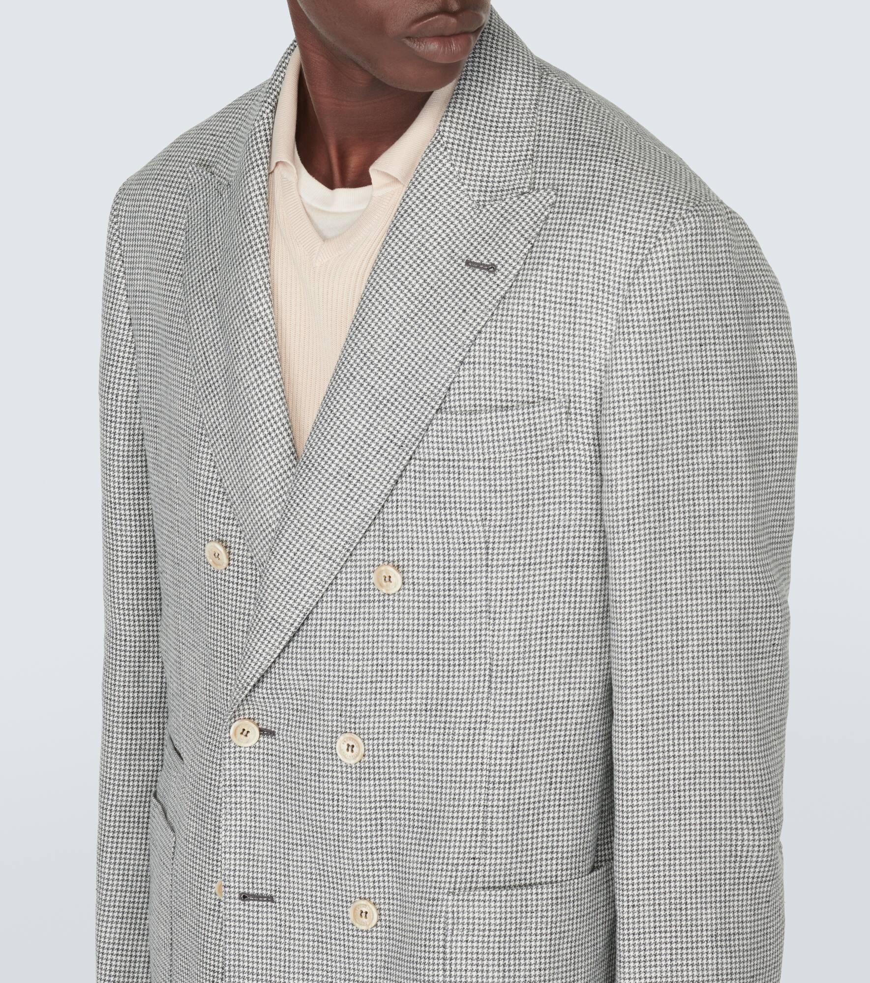 Houndstooth linen blazer - 5