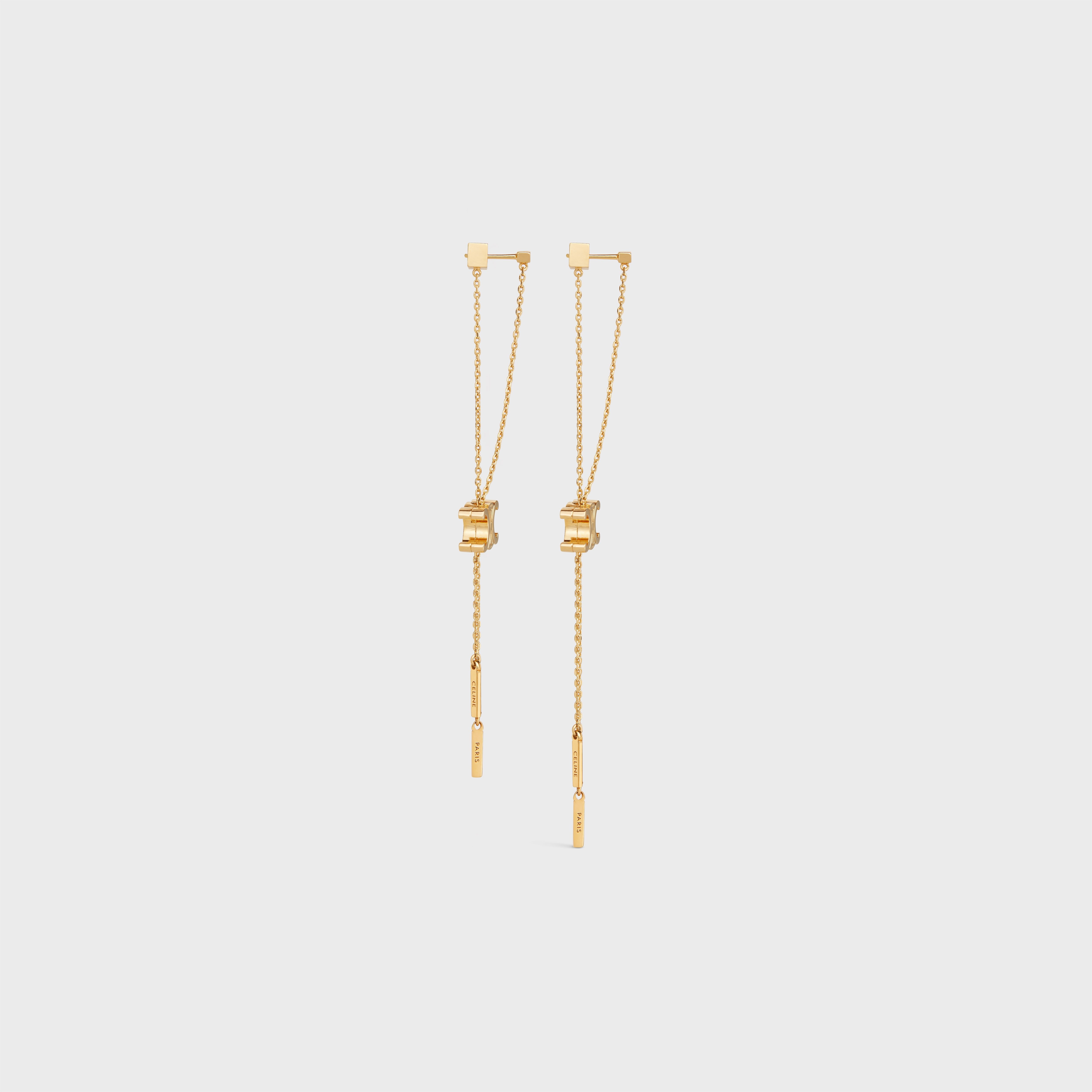 Triomphe Sliding Earrings in Brass with Gold Finish - 3