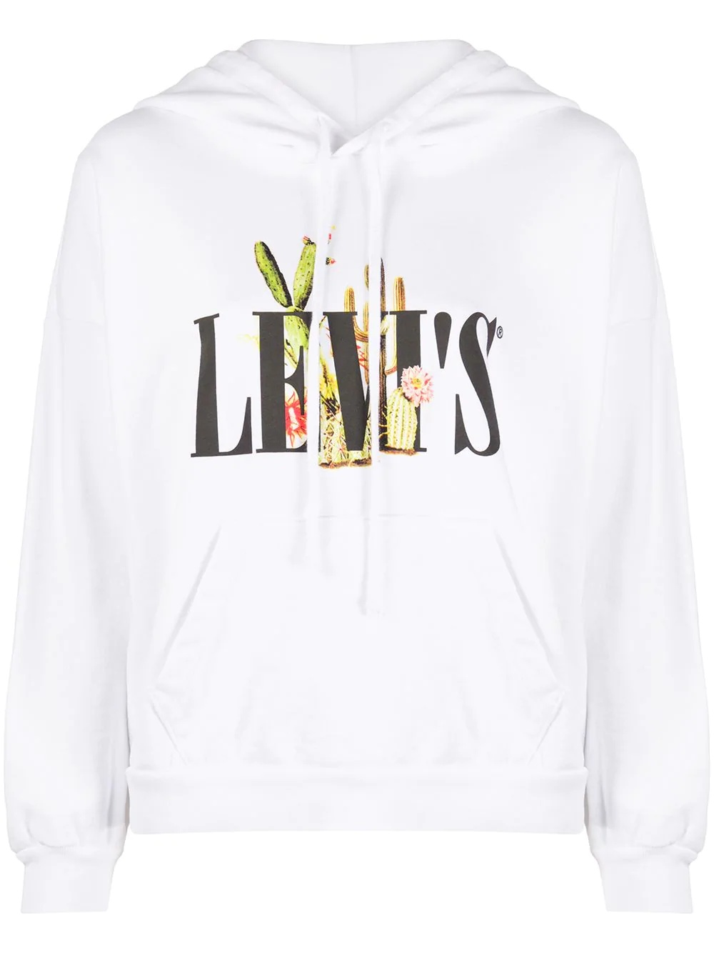 cactus print logo hoodie - 1