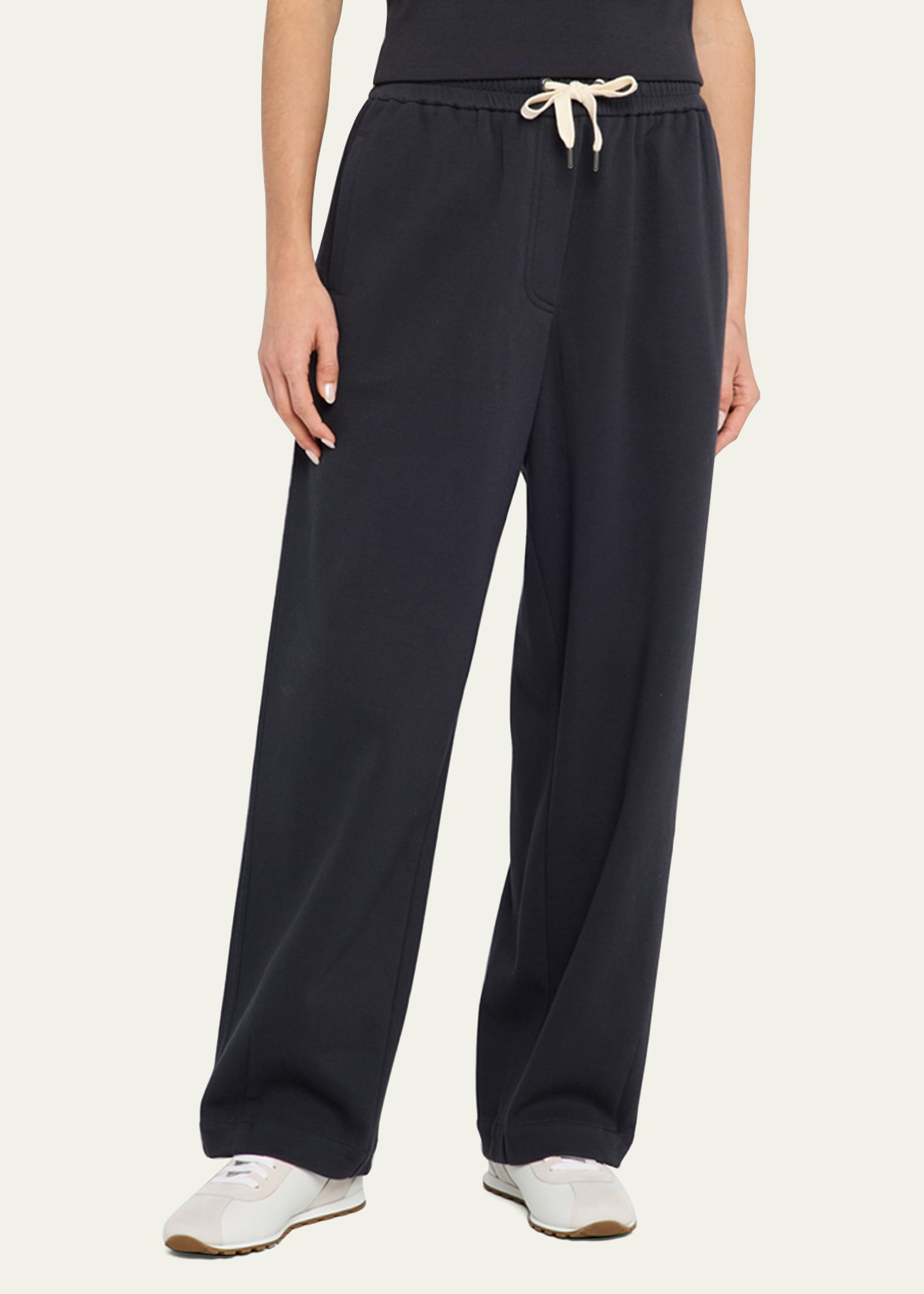Piquet Fleece Wide-Leg Pull-On Tennis Pants - 4