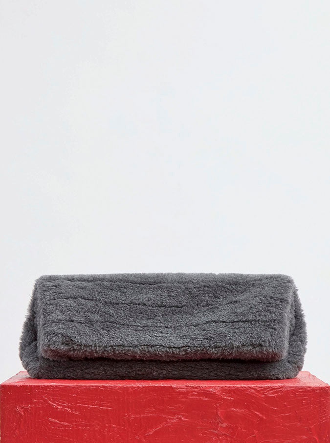Phoebe Clutch in Dark Grey Virgin Wool Silk Cashmere Fur - 4