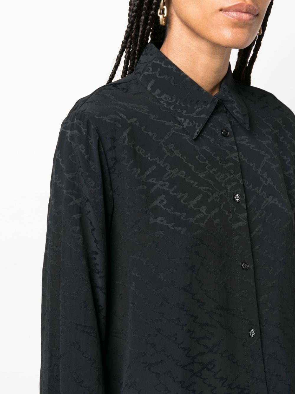 patterned-jacquard long-sleeve shirt - 5