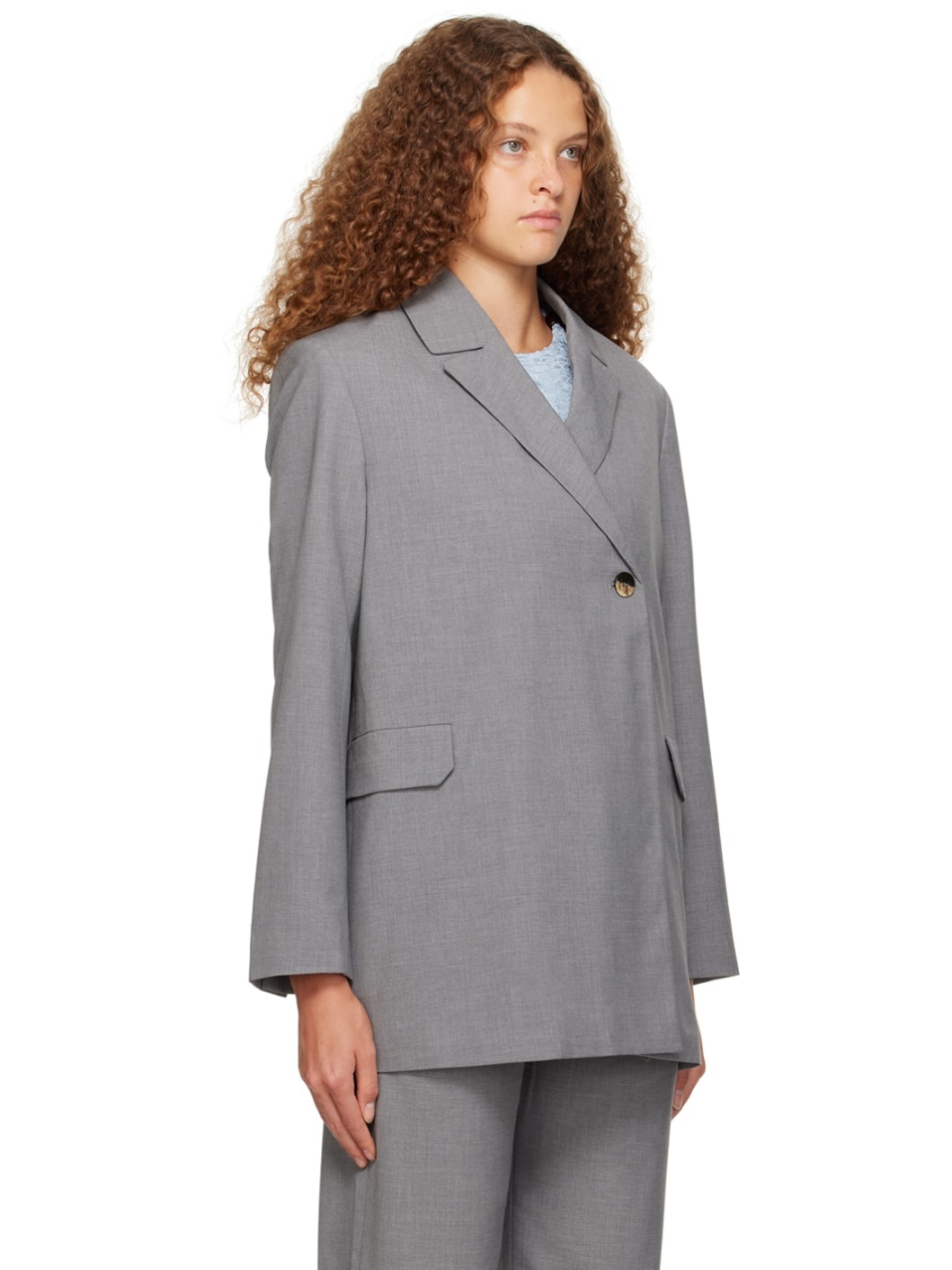 Gray Belted Blazer - 2