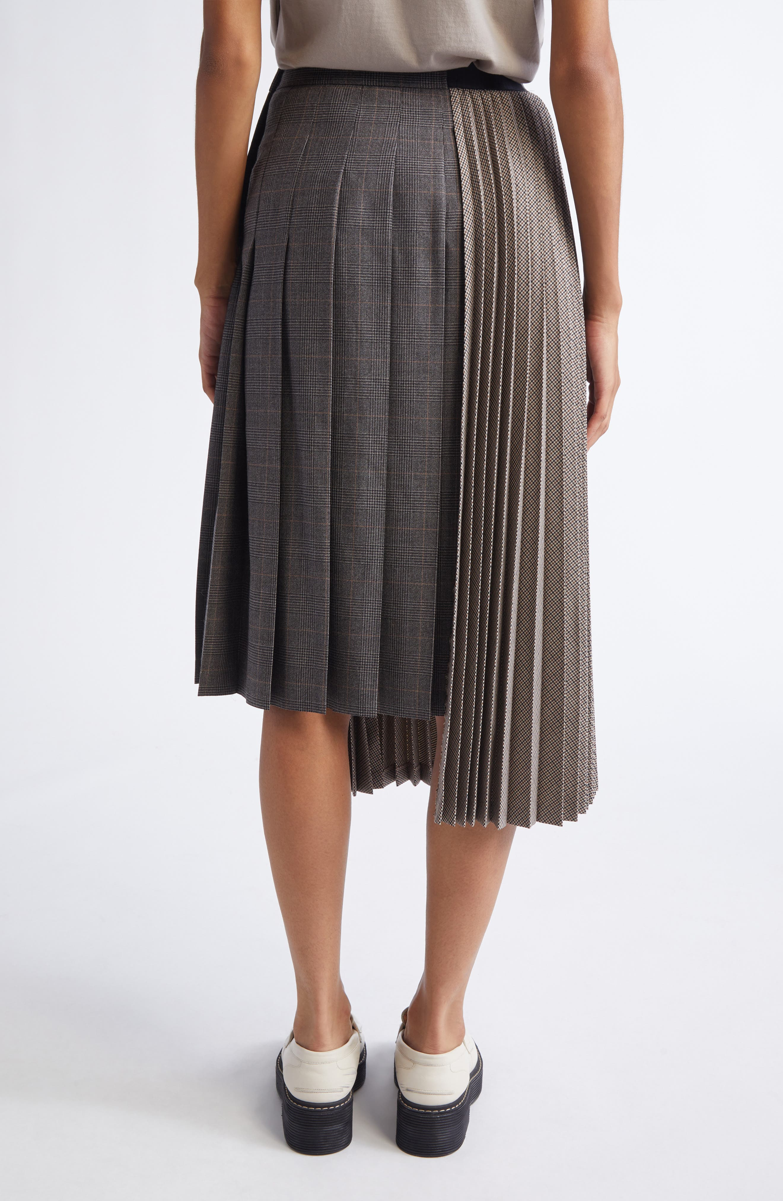 Undercover Mixed Media Skirt in Grey/Beige/Check at Nordstrom - 2