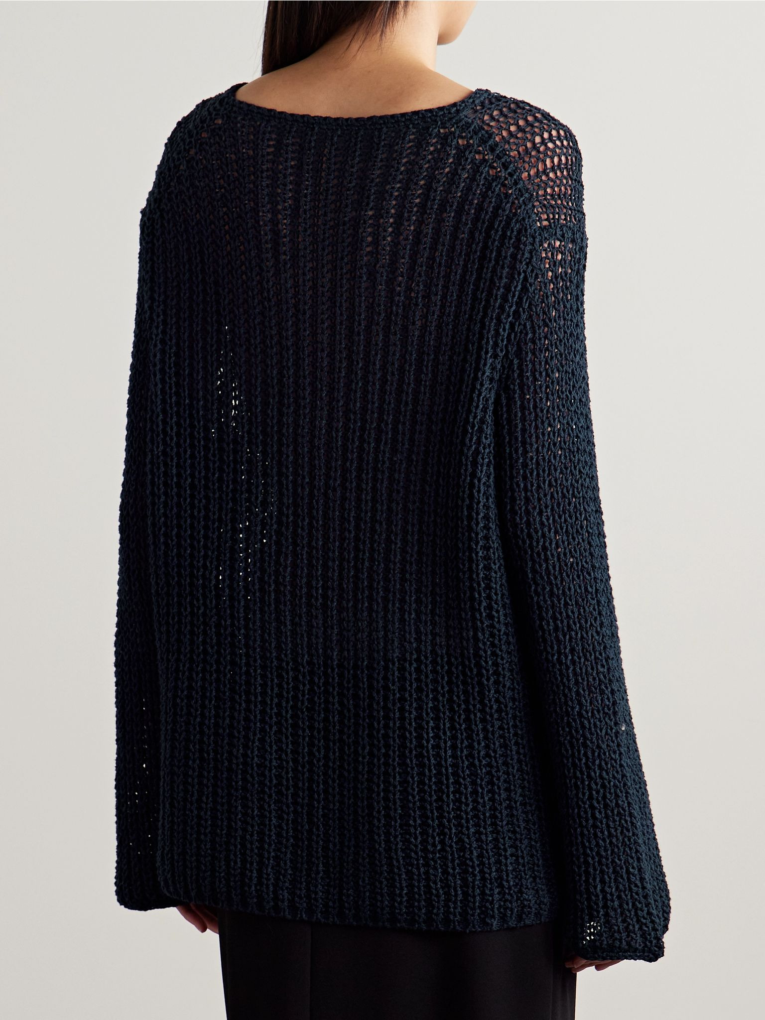 Elowen open-knit cotton sweater Navy - 3