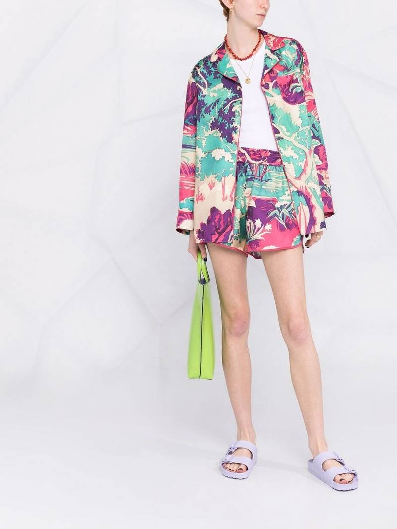 REDValentino abstract-print pyjama-style silk shirt outlook