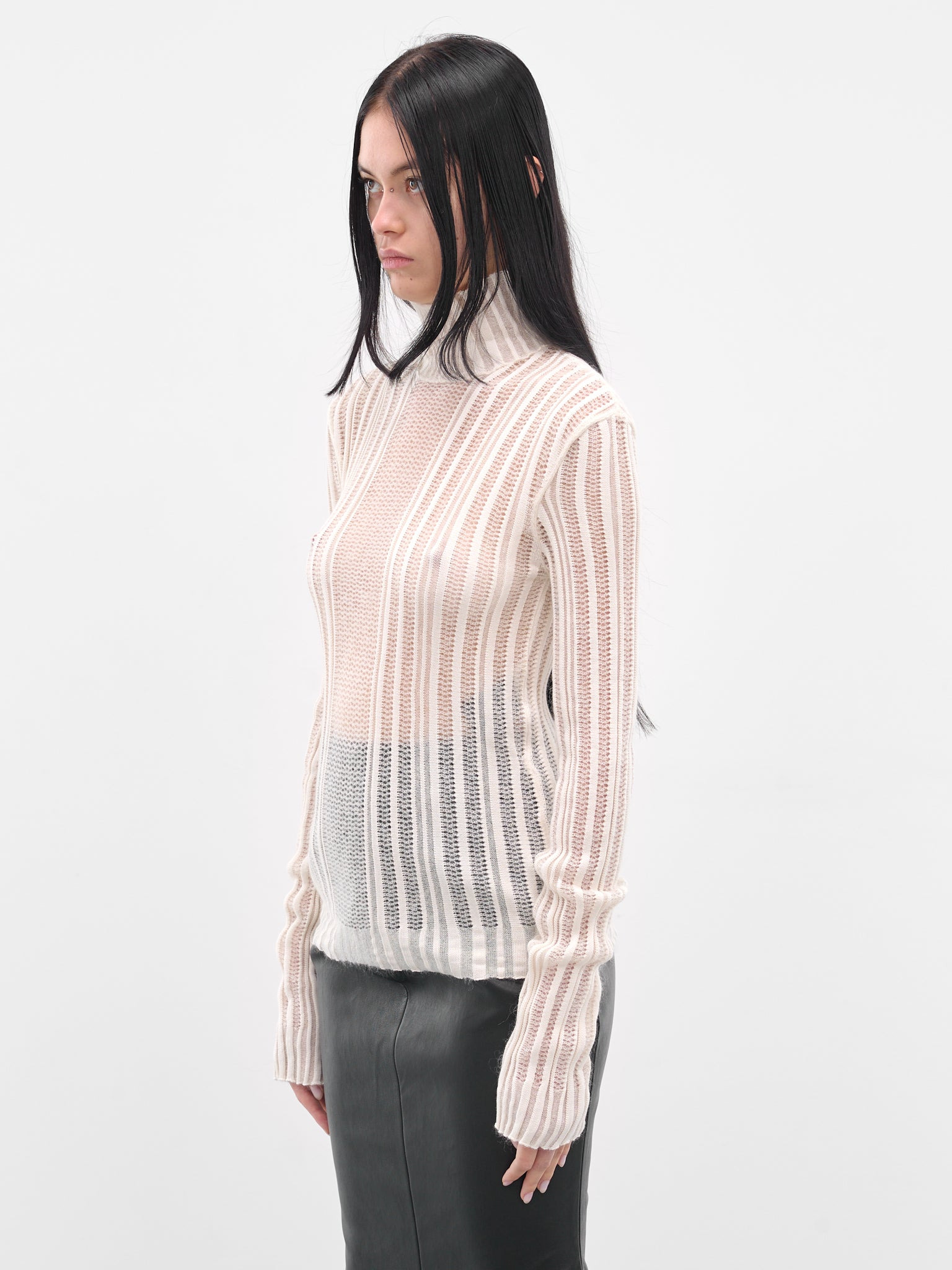 White Aamu Sheer Turtleneck Sweater - 2