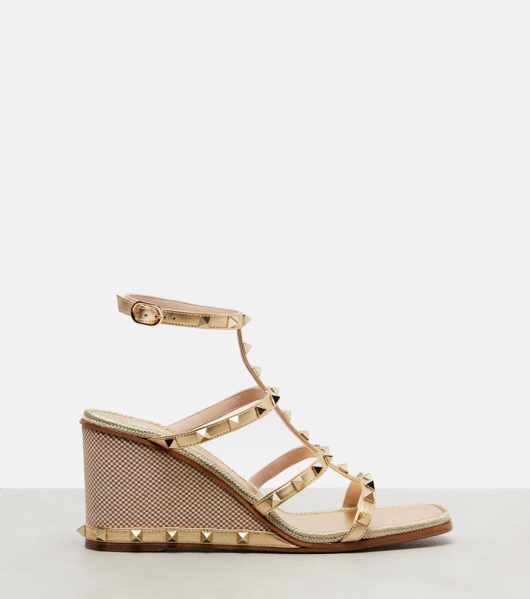 Rockstud 80 leather espadrille wedges - 4